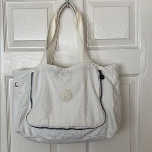 Kipling Walu White Medium Size Nylon Tote.